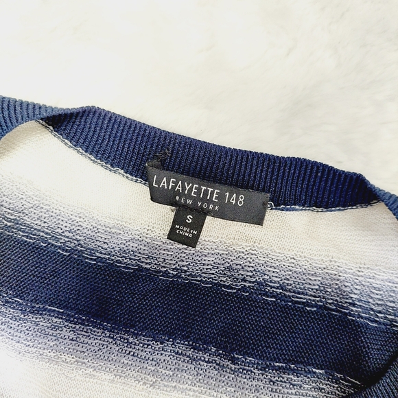 Striped Navy and White Women's Sweater - Picture 8 of 11